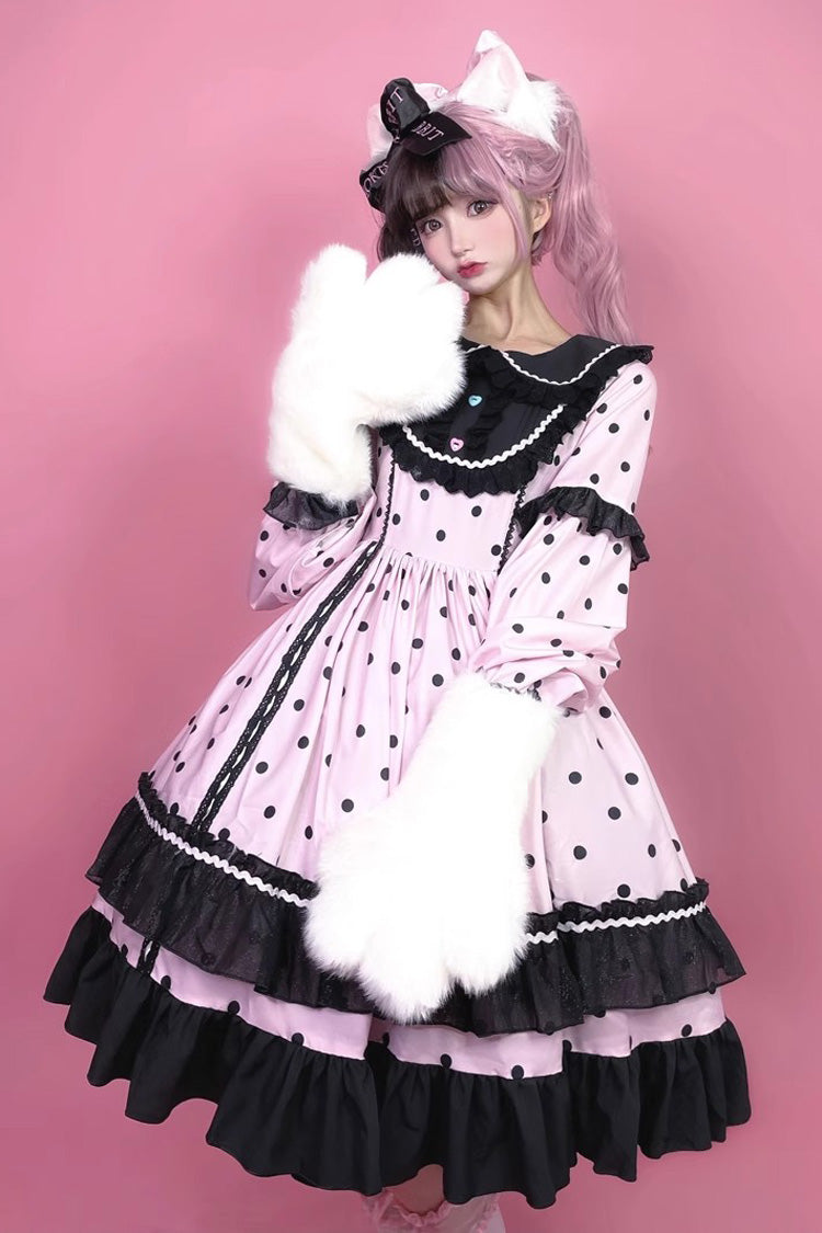 Toffee Bobo Long Sleeves Double Layer Print Ruffle Sweet Lolita Dress 2 Colors