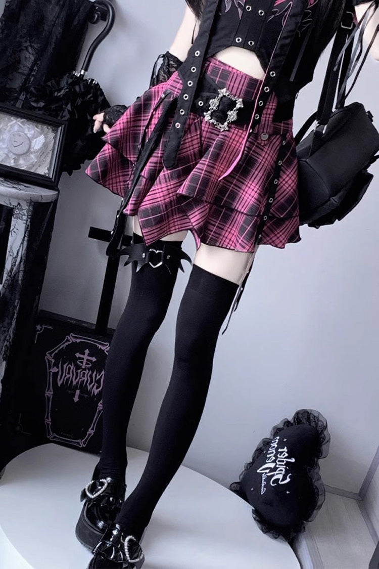 Purple Print Irregular Punk Handsome Cool Lolita Skirt