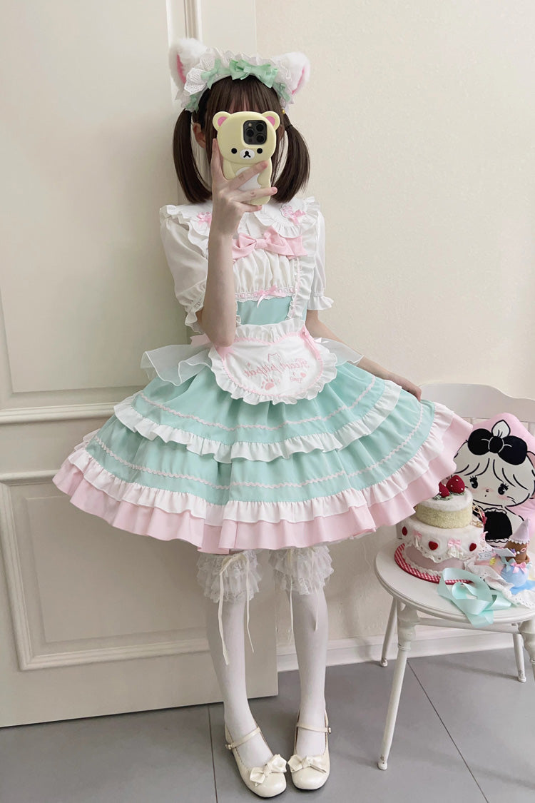 Cat Ear Story Multi-layer Ruffle Bowknot Sweet Lolita Jsk Dress 4 Colors