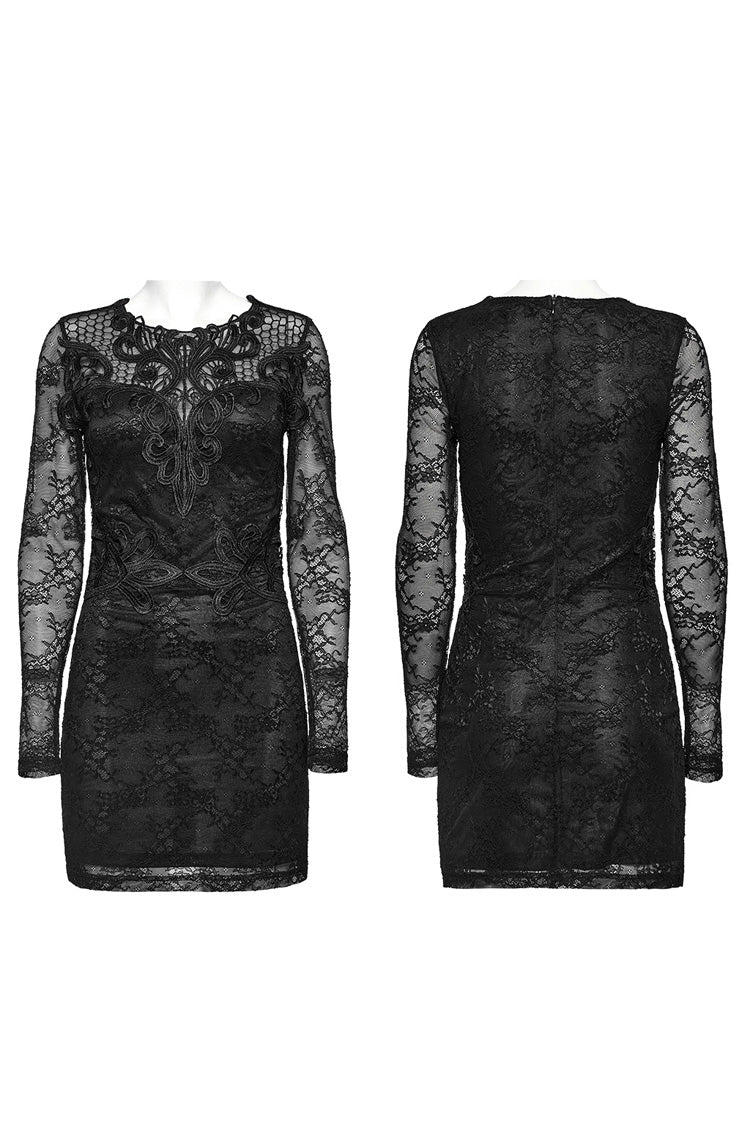 Black Floral Embroidery Lace Women's Gothic Dress