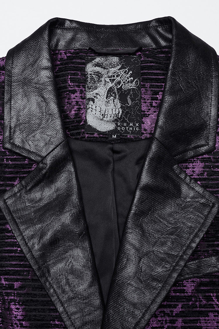 Violet V Collar Sleeveless Print Skull Buckle Men's Gothic Vest