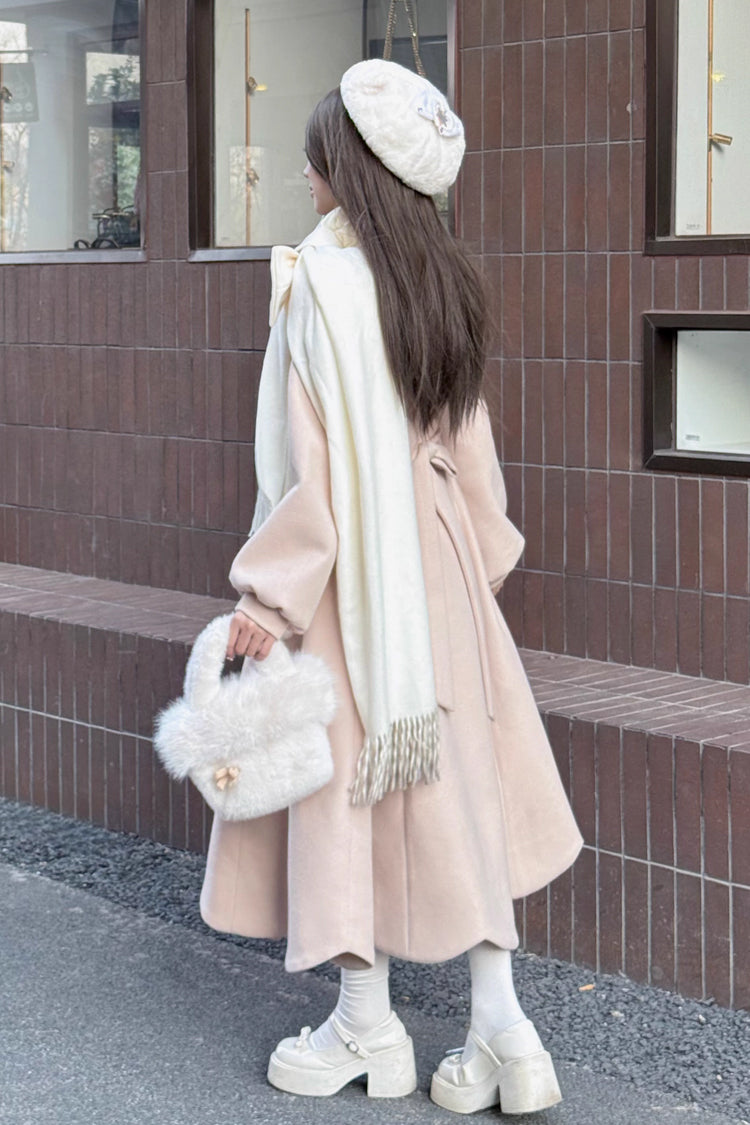 [Winter Sonata] Long Sleeves Bowknot Sweet Elegant Lolita Long Coat 2 Colors