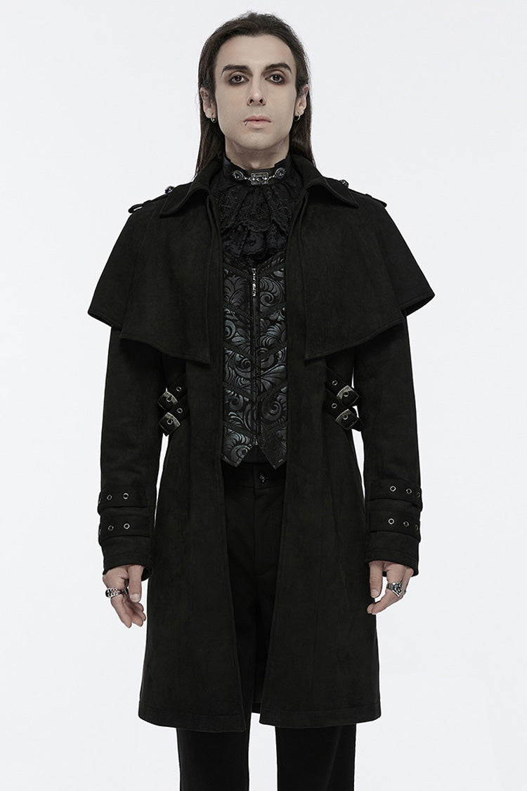 Black Long Sleeves Buckle Eyelets Men's Gothic Jacket