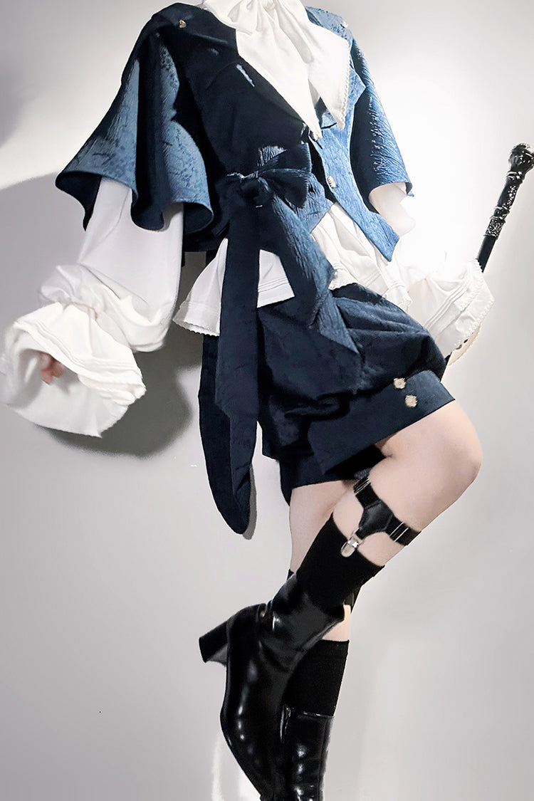 Blue [Rabbit Hunt] Bowknot Vintage Prince Ouji Lolita Coat