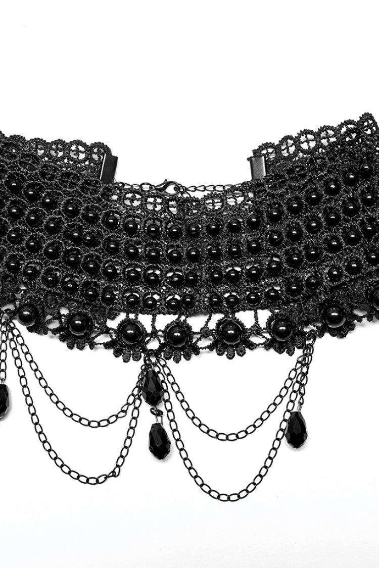 Black Pearl Hollow Lace Women's Gothic Gorgeous Choker