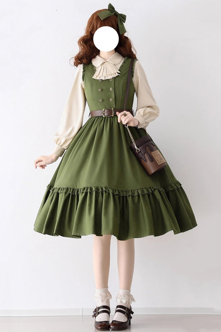 [Small Estate] Sleeveless Ruffle Fishbone Classic Vintage Elegant Lolita Dress 3 Colors