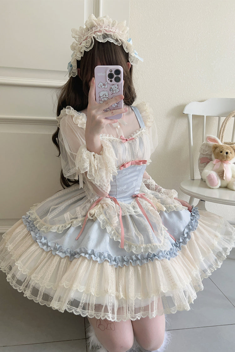 [Blumensaison] Süßes Lolita-Ballettkleid mit Schleife und Spitze in 4 Farben