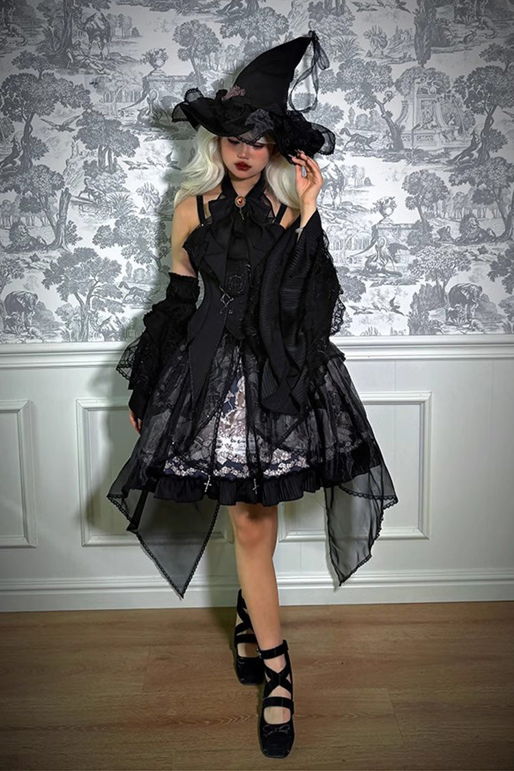 The Mystery Of The Doll Print Ruffle Bowknot Gothic Lolita Skirt Dress 2 Colors