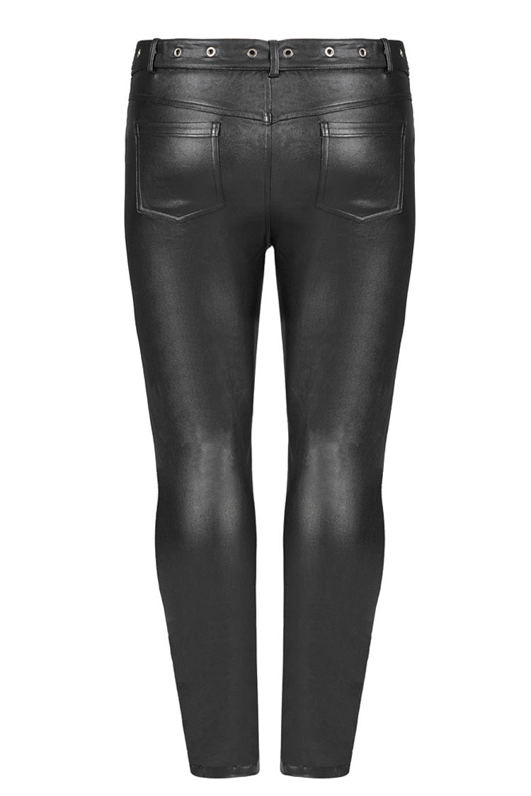 Black Elasticity Glued Woven Fabric Sexy Tight Metal Zipper Belt Decoration Women's Plus Size Punk Trousers