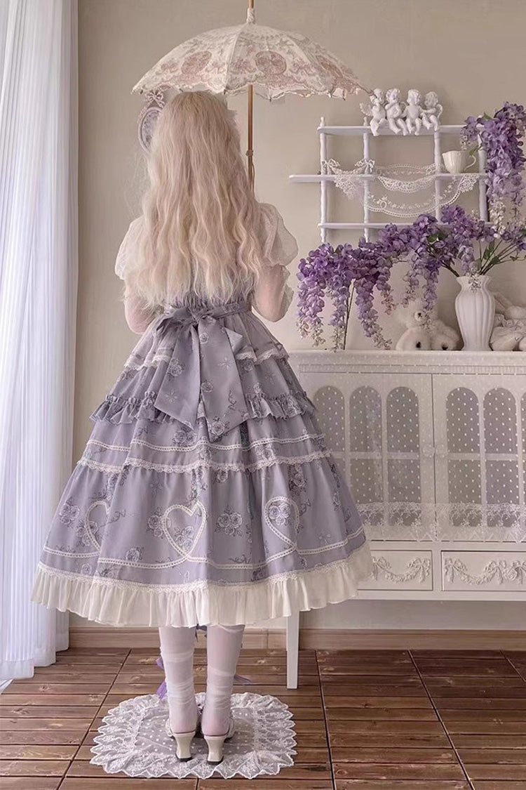 Psalm Rose Doll Collar Print Ruffle Sweet Lolita Jsk Dress 2 Colors