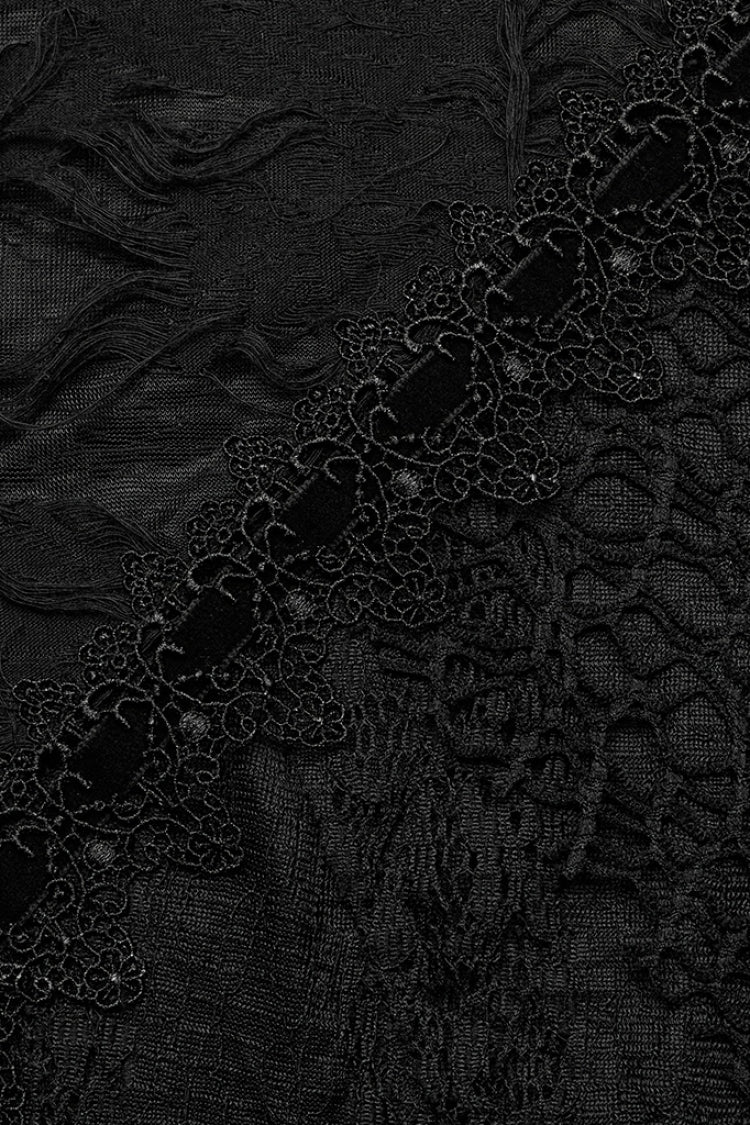 Black Stitching Lace Ripped Women's Gothic Skirt