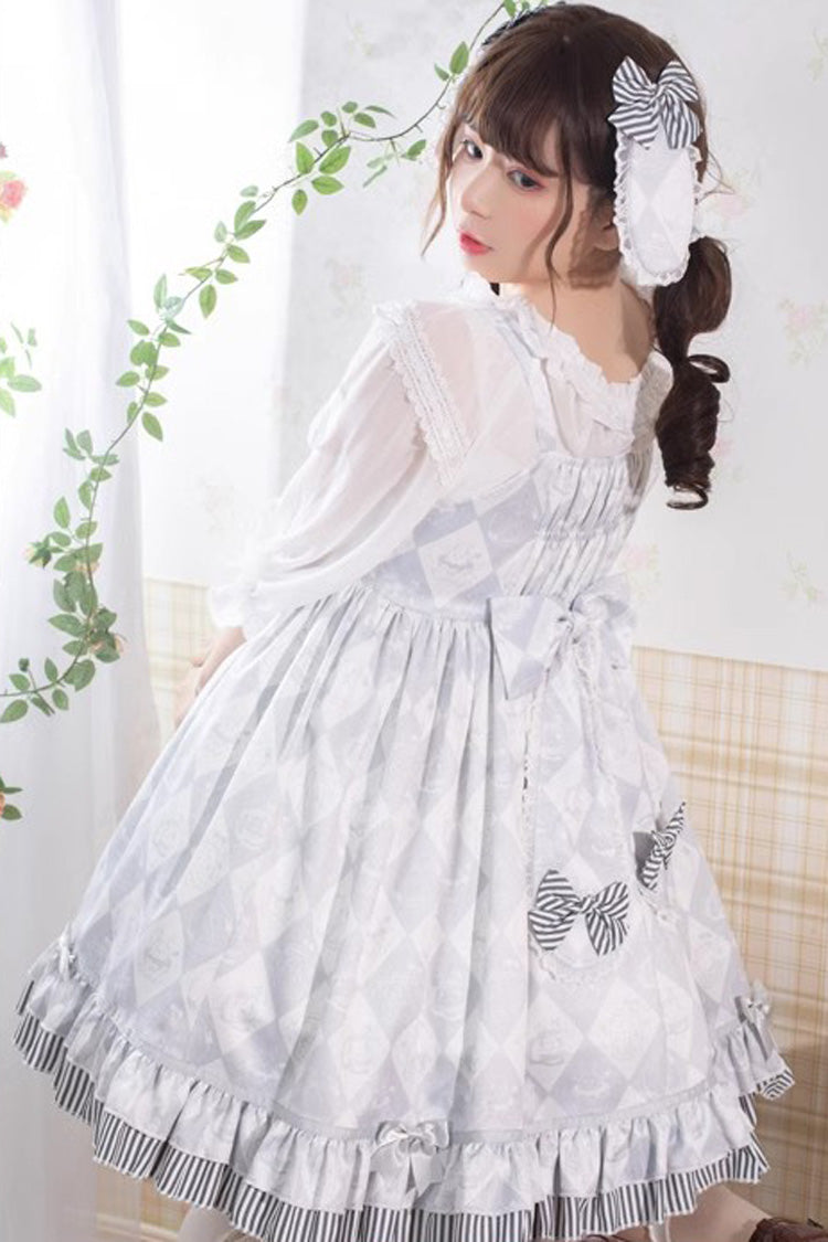 Grey Alice Bunny Ruffle Bowknot Sweet Princess Lolita Jsk Dress