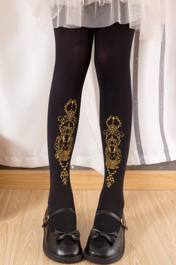 Black Hot Stamping Print Sweet Lolita Pantyhose 13 Styles