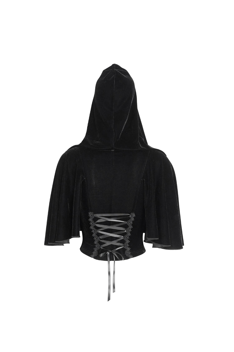 Black Stitching Lace Hooded Women's Gothic Cloak