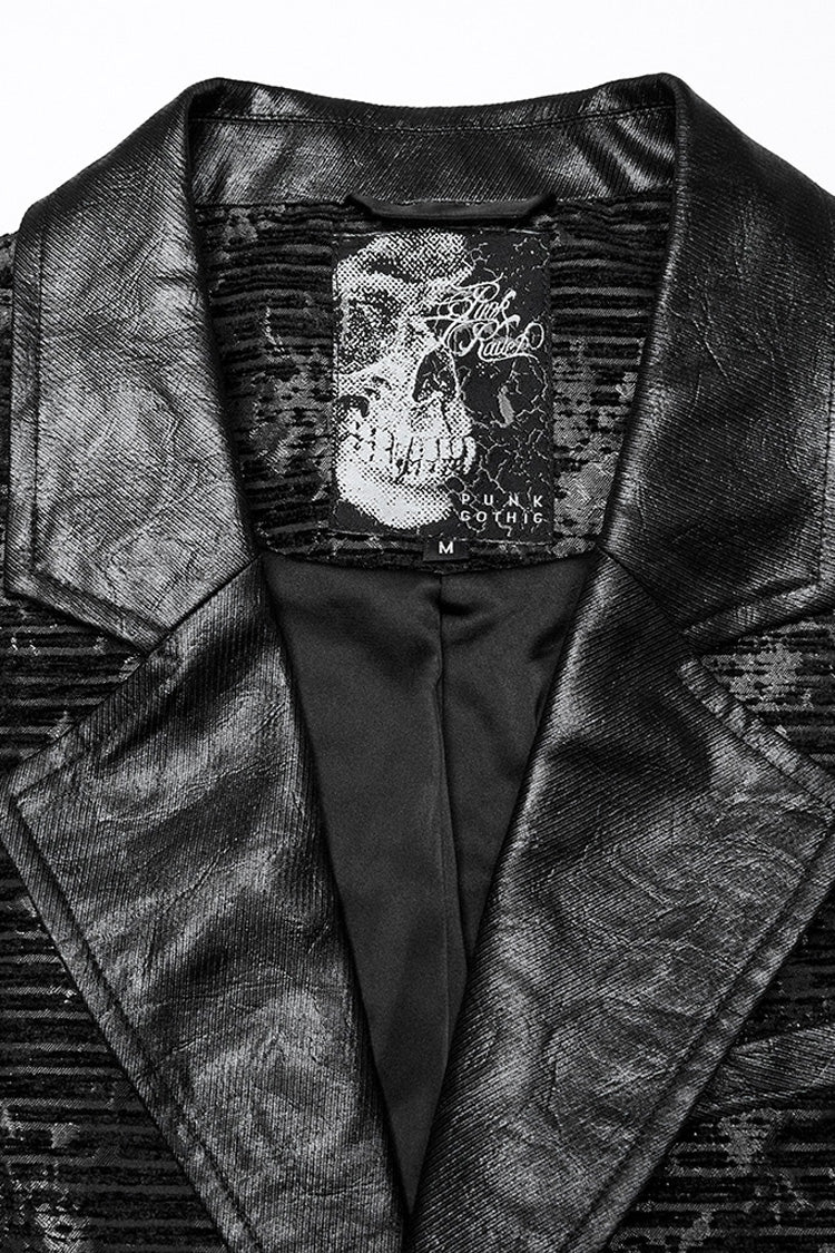 Schwarze ärmellose Weste mit V-Kragen und Totenkopf-Schnalle für Herren im Gothic-Stil