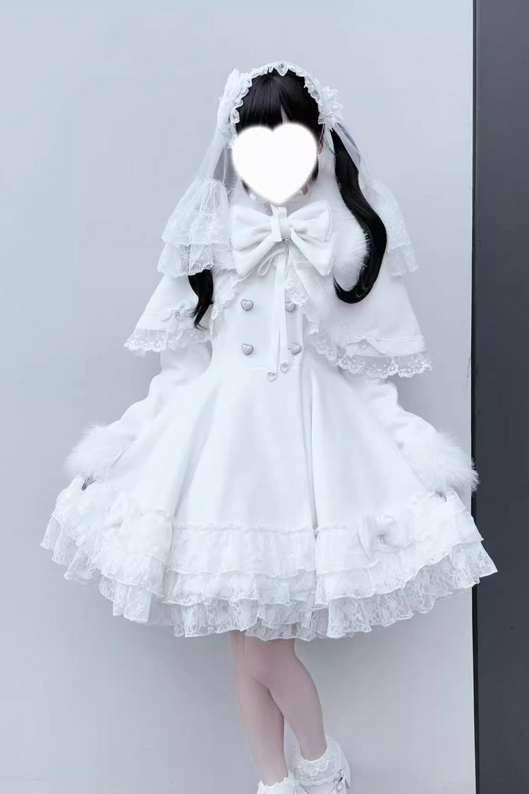 Magician Long Sleeves Removable Cape Bowknot Lace Gothic Jirai Kei Coat