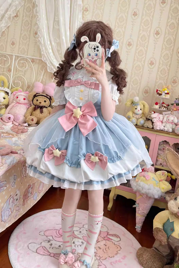 Little Wishing Star Ruffle Bowknot Bud Sweet Lolita Jsk Dress 5 Colors