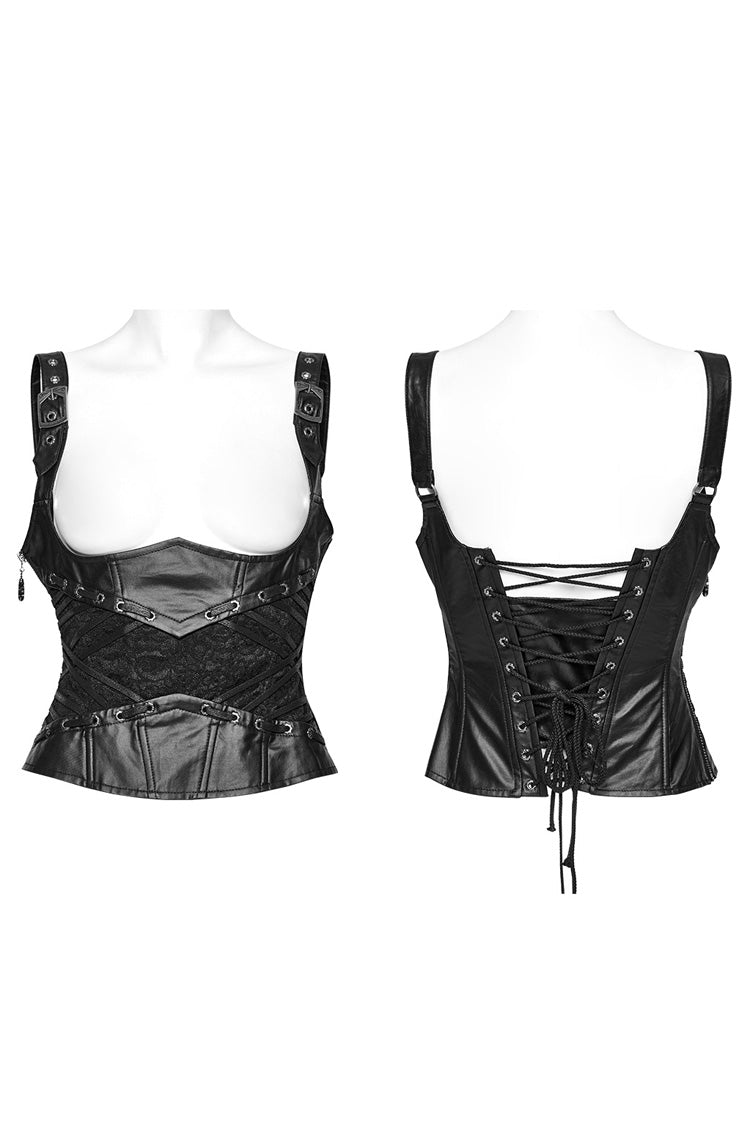 Black Stitching Lace Lace-Up Women's Underbust Gothic Corset