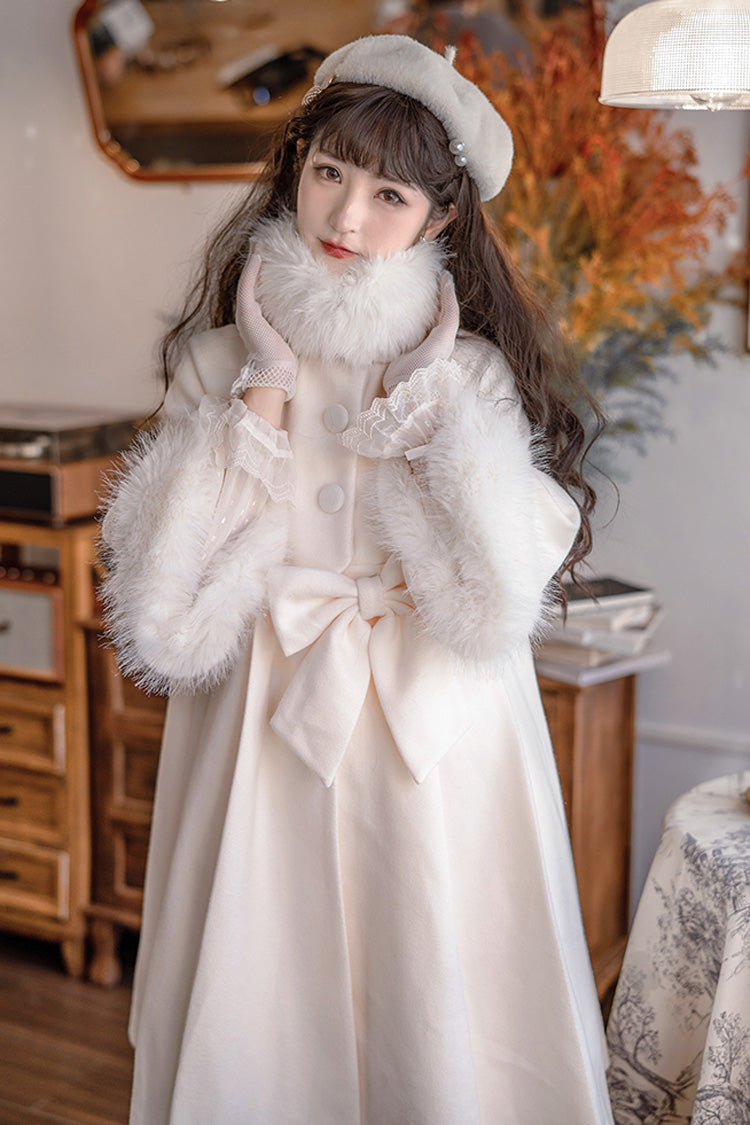 Apricot Long Sleeves Bowknot Sweet Princess Lolita Long Coat