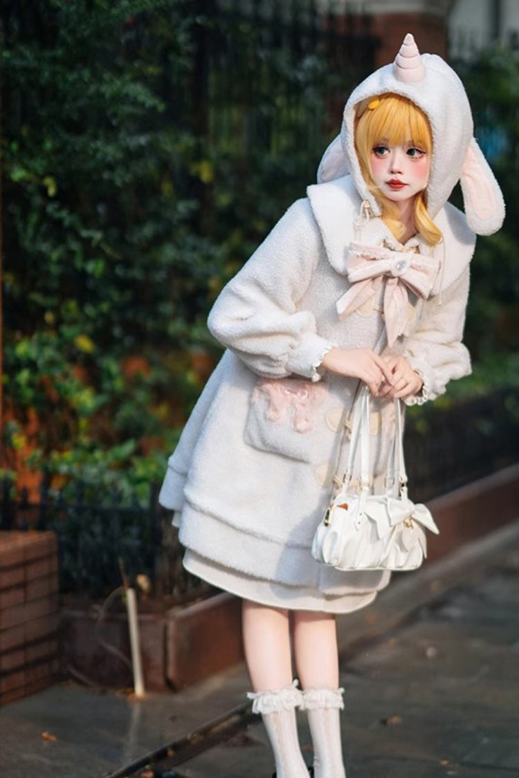 Unicorn Long Sleeves Bowknot Sweet Lolita Long Coat 2 Colors