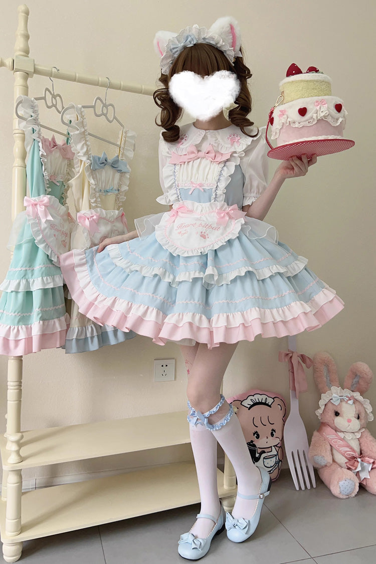 Cat Ear Story Mehrlagiges Rüschen-Schleifen-Lolita-JSK-Kleid in 4 Farben