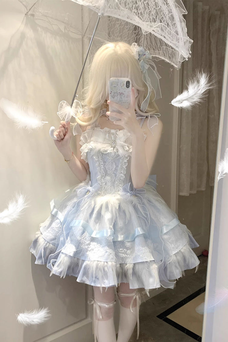 Wings Arrival Multi-layer Ruffle Bowknot Ballet Style Sweet Elegant Lolita Jsk Dress 3 Colors