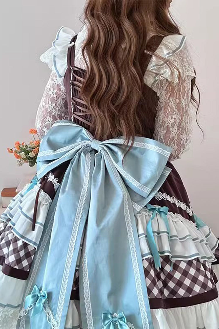 [Beating Heart] Sleeveless Print Ruffle Bowknot Lace Sweet Lolita Dress 3 Colors