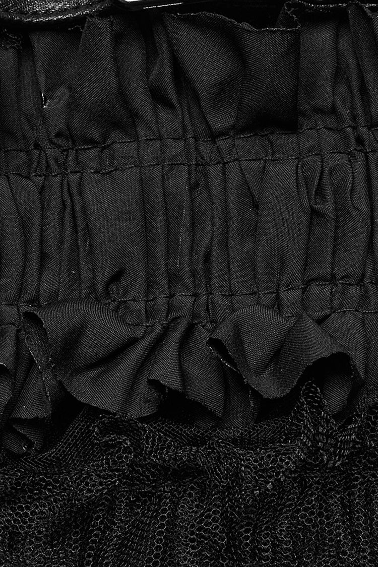 Black Sleeveless Ruffle Ripped Women's Gothic Corset with Belts