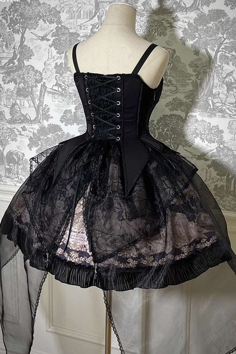 The Mystery Of The Doll Print Ruffle Bowknot Gothic Lolita Skirt Dress 2 Colors