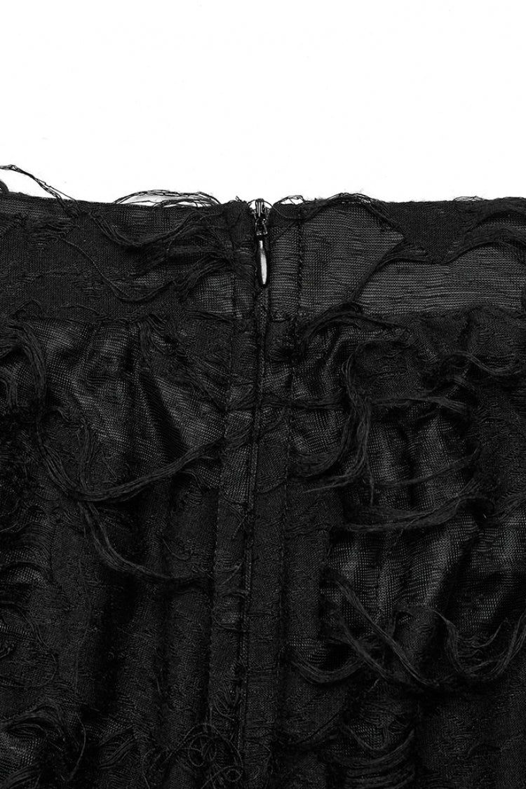 Black Stitching Lace Ripped Women's Gothic Skirt