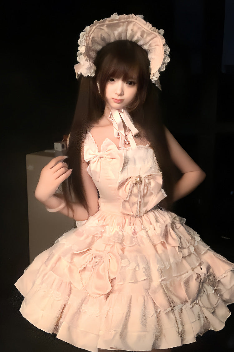 Pink [Sweetheart Doll] Multi-Layered Ruffle Bowknot Lace Sweet Princess Gorgeous Lolita Jsk Dress