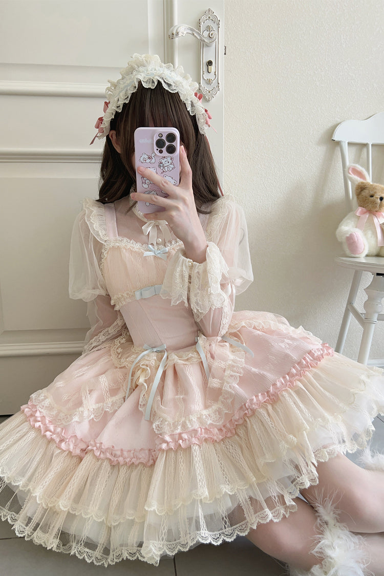 [Blumensaison] Süßes Lolita-Ballettkleid mit Schleife und Spitze in 4 Farben