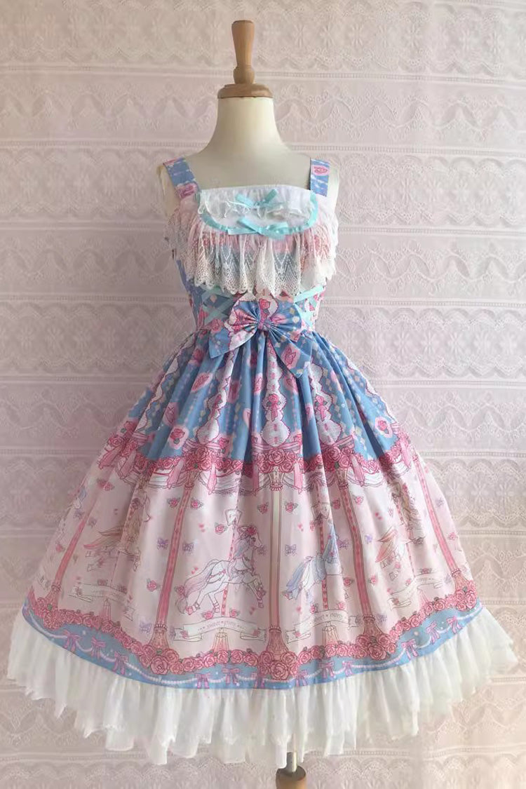 Rose Trojan Print Rüschen Bowknot Sweet Lolita Jsk Kleid 3 Farben