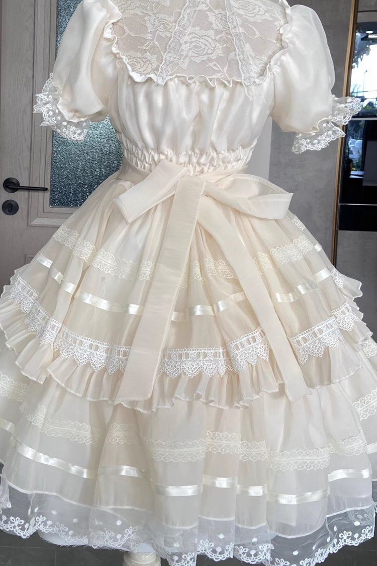 Ivory Jewel Ballet Doll Ruffle Hanayome Bowknot Lace Sweet Elegant Lolita Dress