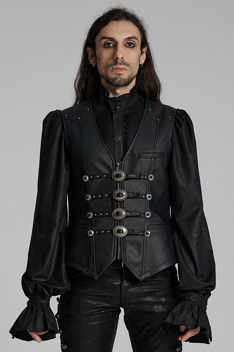 Black Rivet Buckle Men's Gothic Vest