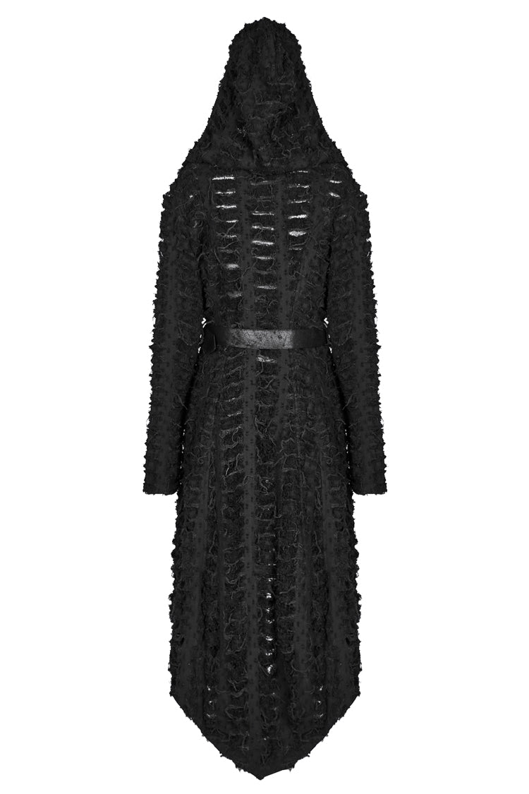 Black Irregular Hooded Women's Punk Long Coat