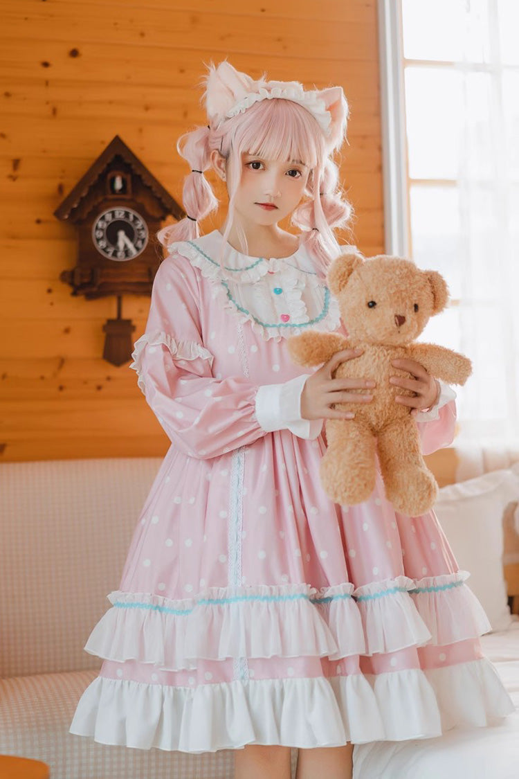 Toffee Bobo Long Sleeves Double Layer Print Ruffle Sweet Lolita Dress 2 Colors