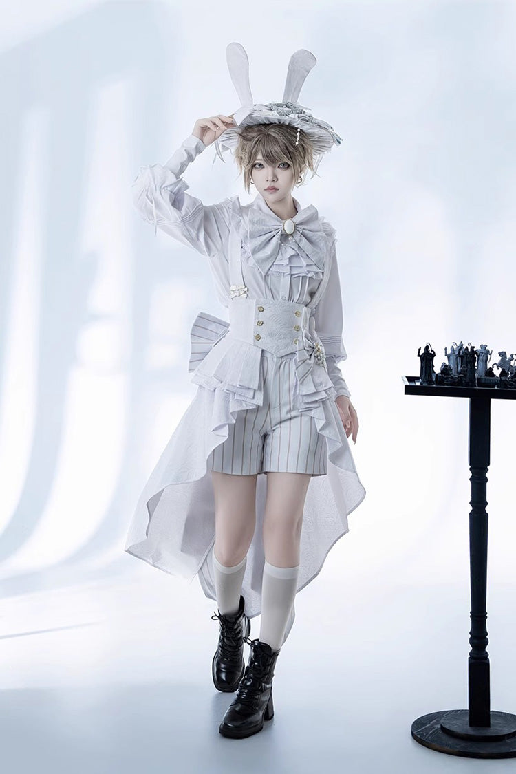 White Rabbit Theater Striped Print Ouji Fashion Handsome Lolita Shorts
