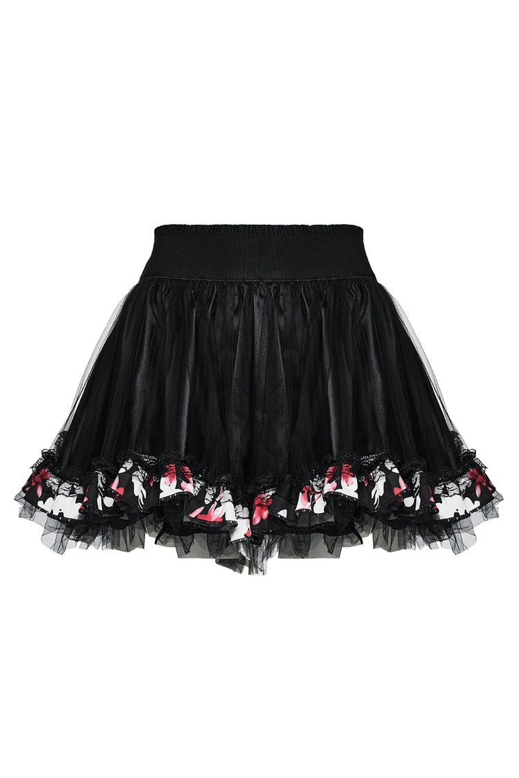 Multi-Color Long Sleeves Floral Print Ruffle Women's Gothic Dress with Skirt