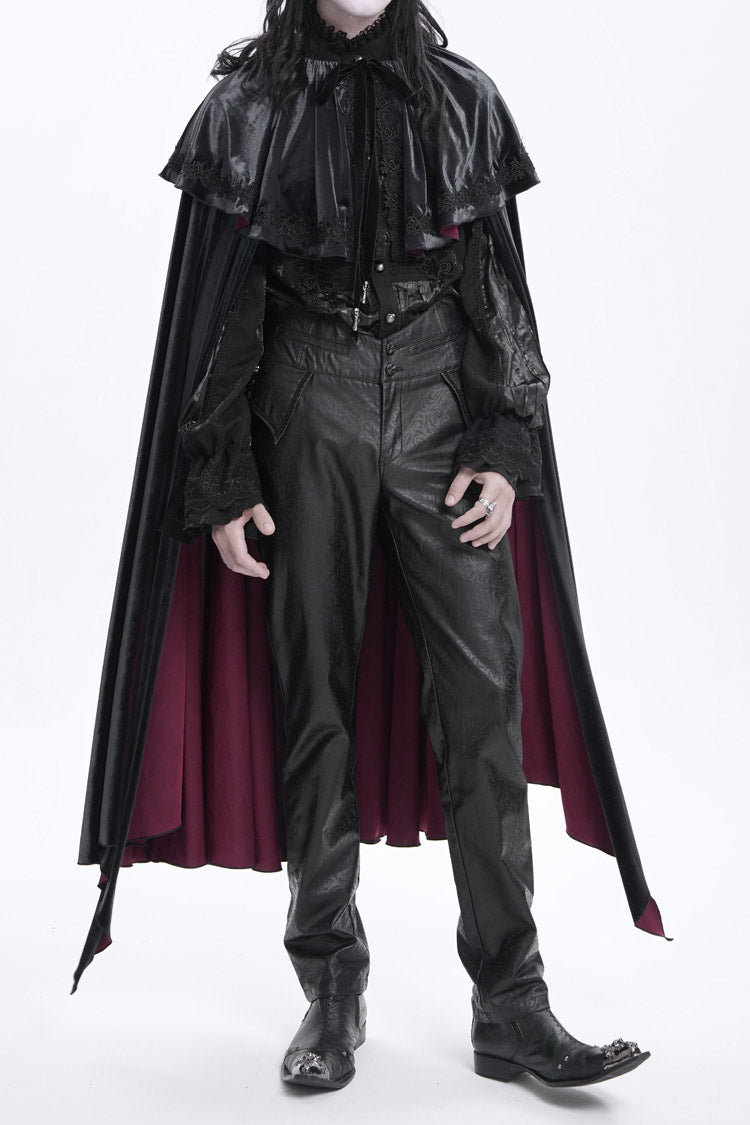 Black High Waisted Faux Leather  Men's Gothic Pants