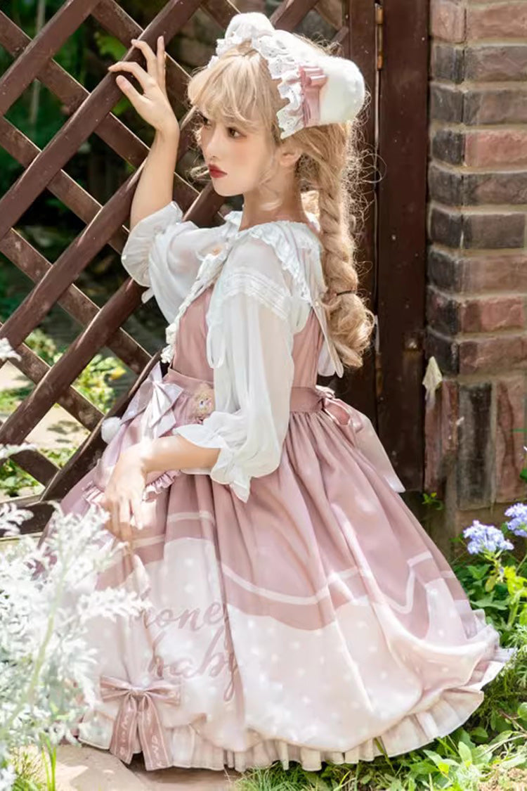 Flesh Pink Bear Bakery Ruffle Bowknot Sweet Princess Lolita Jsk Dress