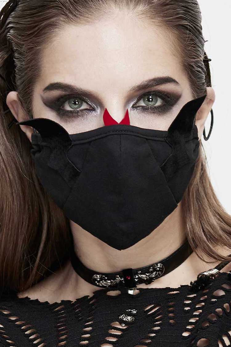 Black Punk Little Devil Wings Decorative Adjustable Women's Mask