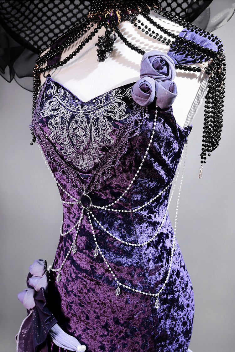 Purple [Madame Butterfly] Ruffle Bowknot Lace Sweet Elegant Gorgeous Lolita Jsk Dress