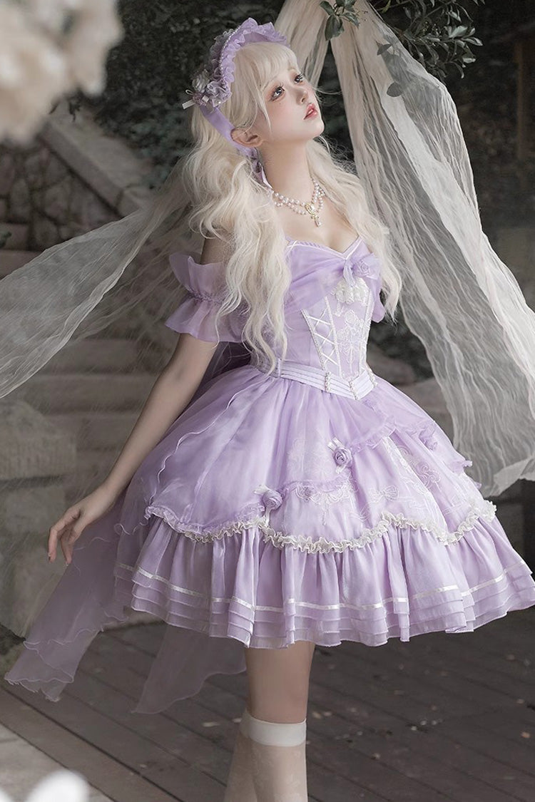 Purple Fantasy Music Box Ruffle Bowknot Lace Ballet Sweet Elegant Lolita Dress