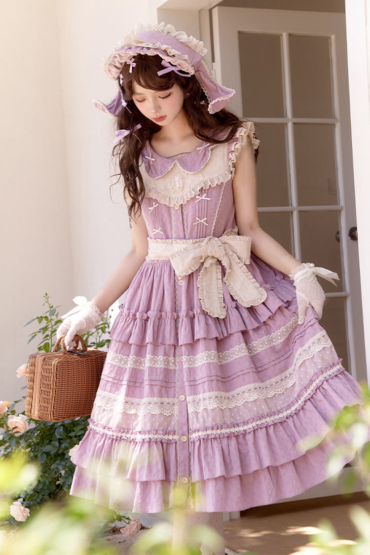 Purple Wind Bell Multi-Layered Cardigan Lace Sweet Elegant Lolita Dress