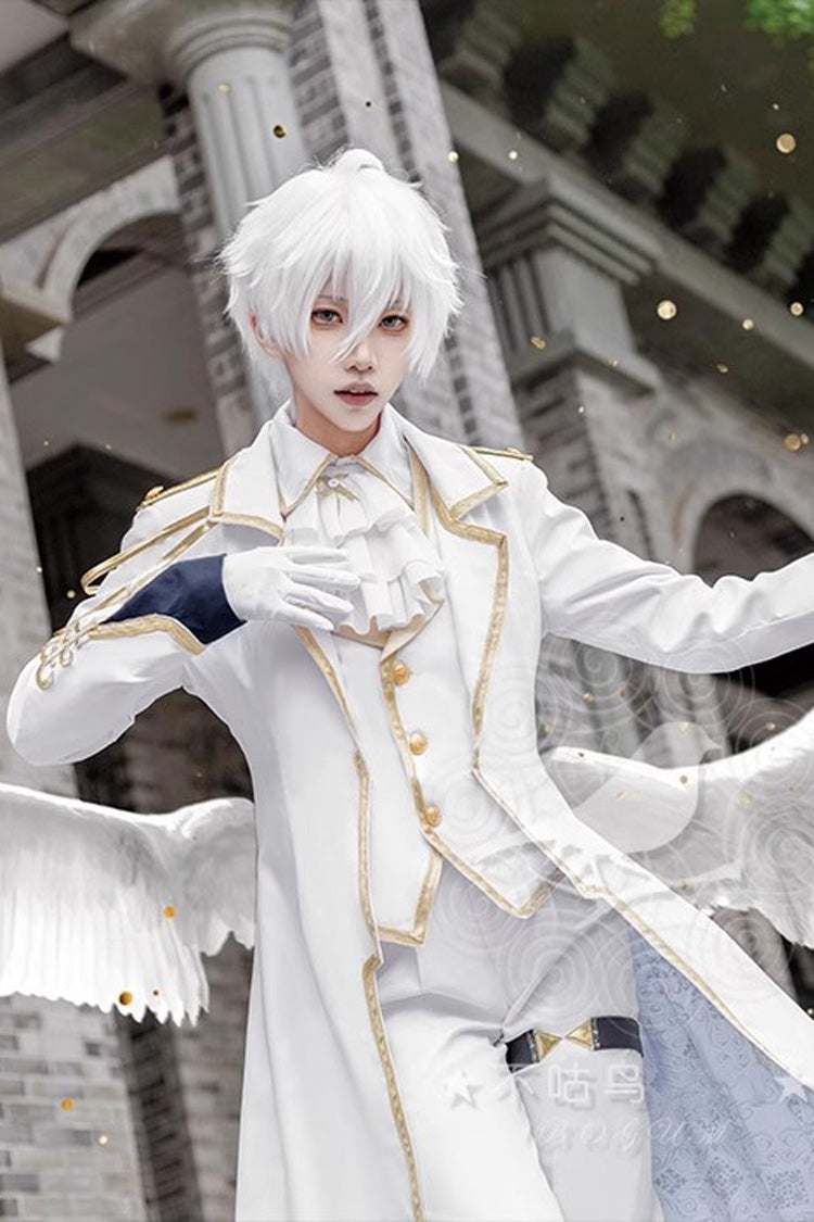 White Angel Prince Handsome Ouji Lolita Set (Including Coat, Shirt, Pants, Vest, Scarf)