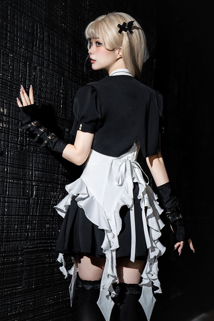 Black [Broken Gemstones] Ruffle Gothic Lolita Skirt