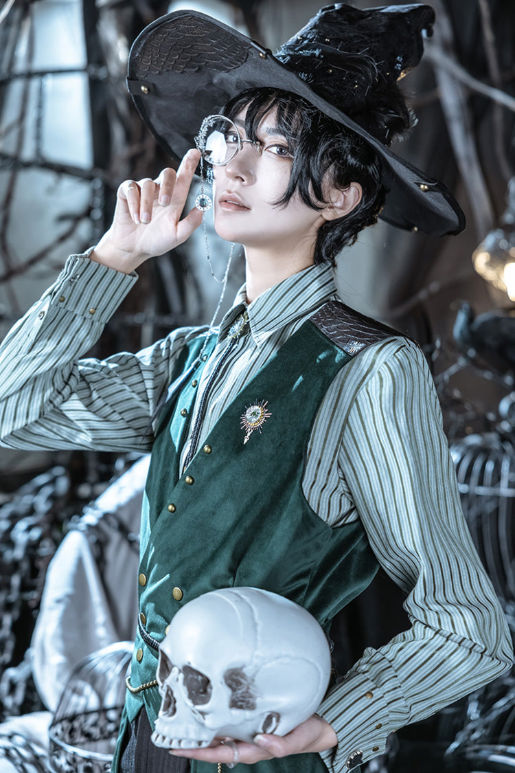 Dark Green Double-breasted Slim Ouji Prince Handsome Lolita Vest