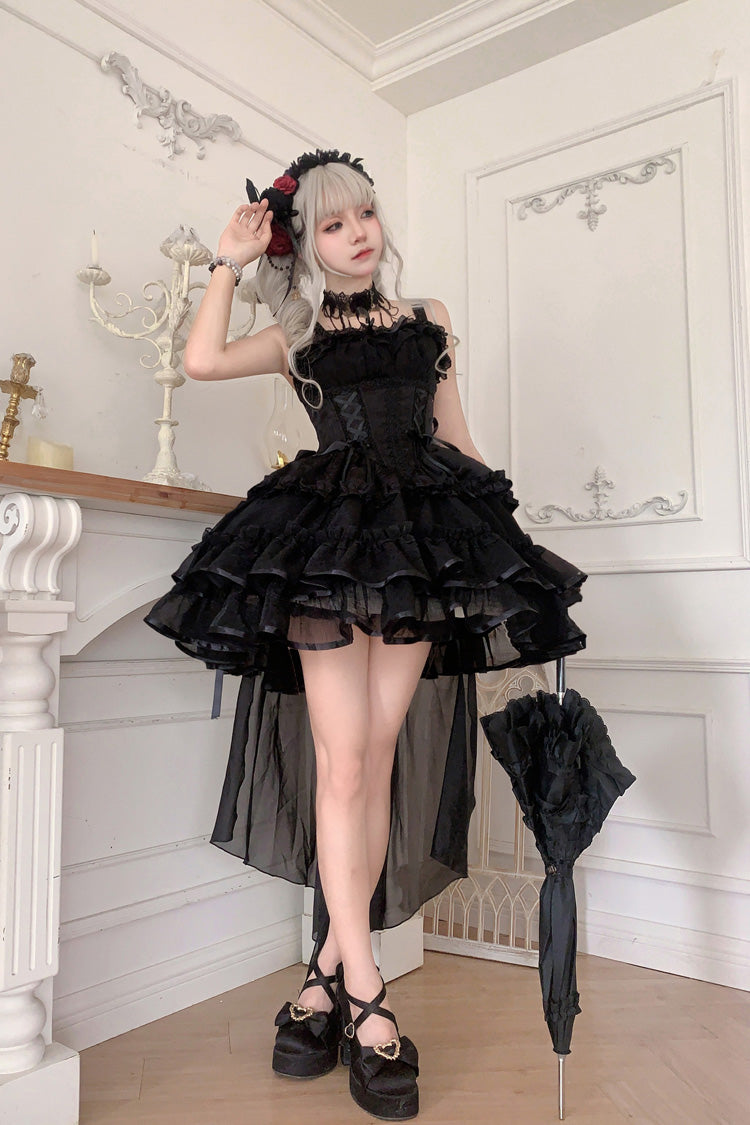 Dance of Time Triple-Layered Ballet Style Bowknot Lace-Up Gothic Lolita Jsk Dress 2 Colors