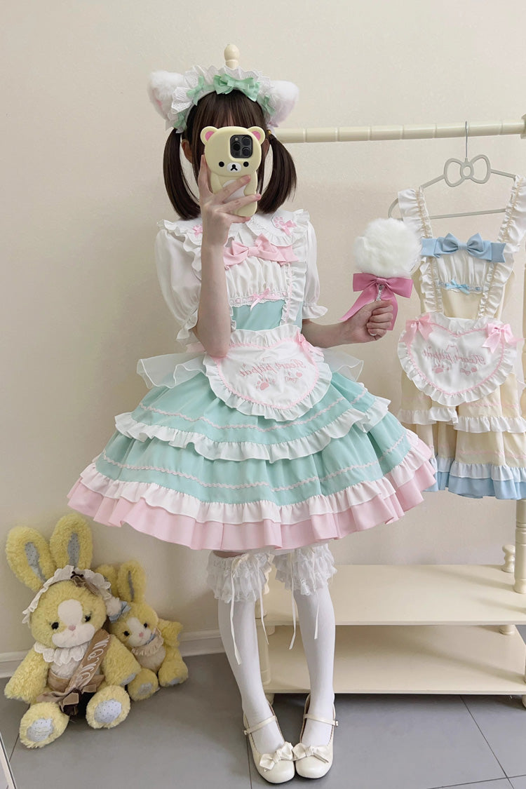 Cat Ear Story Mehrlagiges Rüschen-Schleifen-Lolita-JSK-Kleid in 4 Farben